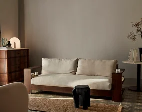 Edre Sofa Classic Linen, dark stained / natural