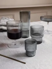 Ripple Small Glasses, set of 4, smoked grey