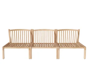 Patio Outdoor Sofa 3 Modules, untreated solid teak