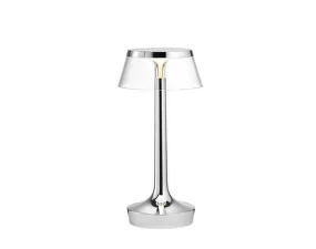 Bon Jour Unplugged Table Lamp, chrome/transparent