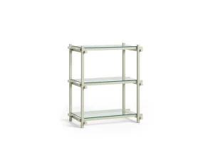 Woody Shelving System Column Low, smokey grey/clear glass