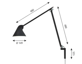 NJP Wall Lamp Long, light aluminium grey