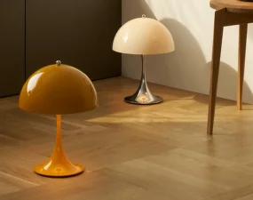 Panthella 250 Portable Lamp, chrome opal beige