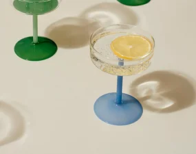 Tint Coupe Glass, Set of 2, clear and jade light blue