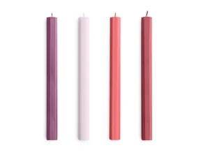 Hexagon Candle, set of 4, reds and bordeaux