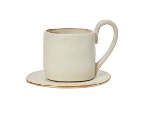 Flow Mug with Saucer, off-white speckle