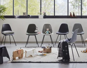 Eames Plastic Side Chair DSX, chrome/white