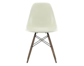 Eames Fiberglass Side Chair DSW, parchment/dark maple