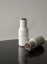 Bottle Grinder Ceramic, 2pcs, sand w. walnut lid