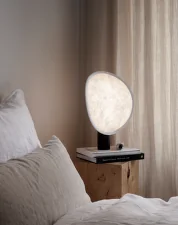 Tense Portable Table Lamp, black base/white tyvek
