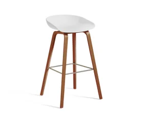 AAS 32 Bar Stool High Walnut Veneer, white