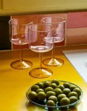 Tint Wine Glass, Set of 2, pink and yellow