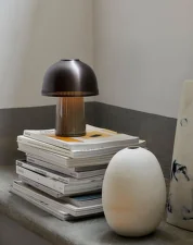 Raku SH8 Portable Lamp, beige grey & bronzed