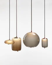Knot Small Cilindro PC1034 Pendant Lamp, smoke brown / brass
