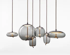 Knot Small Sfera PC1035 Pendant Lamp, smoke grey / black chrome