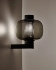Bonbori Wall Up PC1251 Lamp, smoke grey / black matte