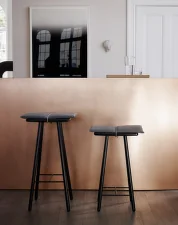 Georg Bar Stool Low, light grey / black oak