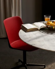 Rely HW11 Chair, polished aluminium/vermillion red
