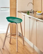 AAS 32 Bar Stool High Oak Veneer, teal green