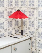 Matin 300 Table Lamp, polished brass / bright red