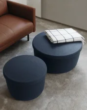 Hide Storage Pouf Large, steel blue