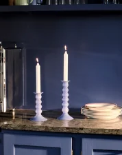 Wavy Candleholder Medium, jade light blue