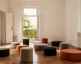 Folk Pouf Wide, moss green
