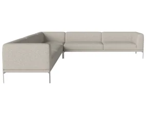 Caisa 7-Seater Cornersofa 333x333, brushed steel/Nantes sand