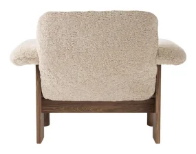 Brasilia Lounge Chair Low Back, Sheepskin nature/walnut