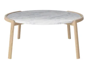 Mix Coffee Table Ø94, white oiled oak/grey white marble