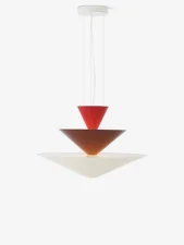 Gio LN15 Chandelier, vermilion red/dark burgundy/ecru white