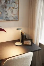 Oblique Table Lamp, glossy grey