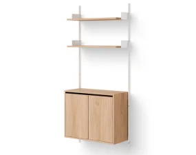 Wall Shelf 1900 Cabinet Tall w. Doors, oak/white