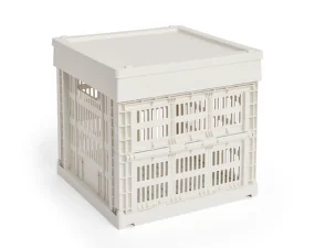 Colour Crate Lid Plastic Cube/Medium Square, off-white