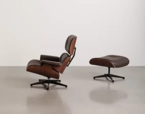 Eames Lounge Chair Walnut Natural, Leather Premium F59 jade