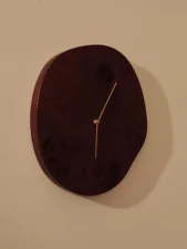 Melt Wall Clock, dark stained burl