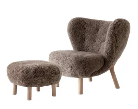 Little Petra VB1 Lounge Chair and pouf ATD1, oak/sheepskin Sahara