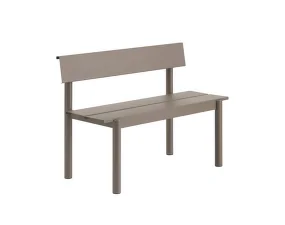 Linear Steel Bench w. Backrest 110 cm, taupe