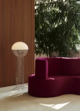 Wire Floor Lamp, chrome/white