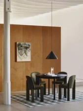 Chisel 25 Table Round Ø127, black lacquered oak