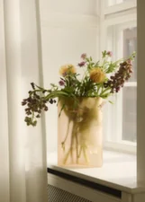 Ridge Vase H35, light orange frosted glass