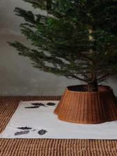 Oak Christmas Tree Blanket Square, natural