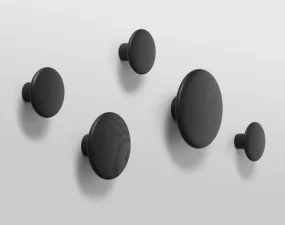 The Dots Coat Hook, Set of 5, black