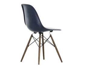 Eames Fiberglass Side Chair DSW, navy blue/dark maple
