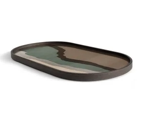 Glass Tray Oblong, graphite wabi sabi