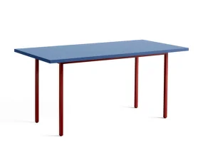 Two-Colour Dining Table 160 cm, maroon red/blue