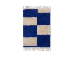 Mara Knotted Rug S, bright blue/off-white