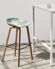 AAS 32 Bar Stool High Walnut Veneer, white