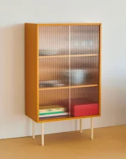 Colour Cabinet Tall w. Glass Doors, yellow