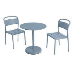 Linear Steel Café Table Ø70, pale blue